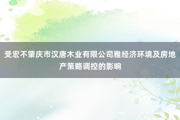受宏不肇庆市汉唐木业有限公司雅经济环境及房地产策略调控的影响