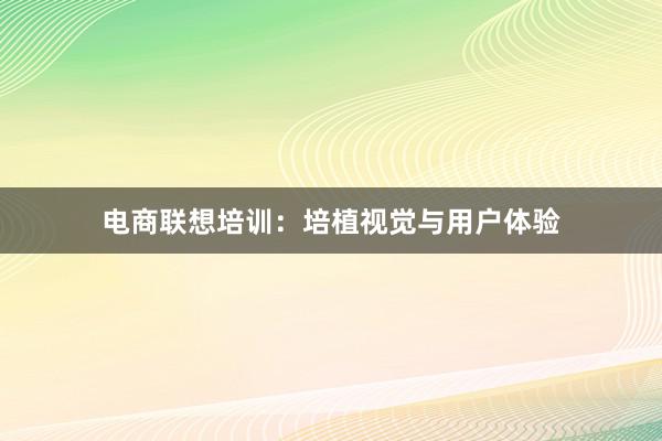 电商联想培训：培植视觉与用户体验